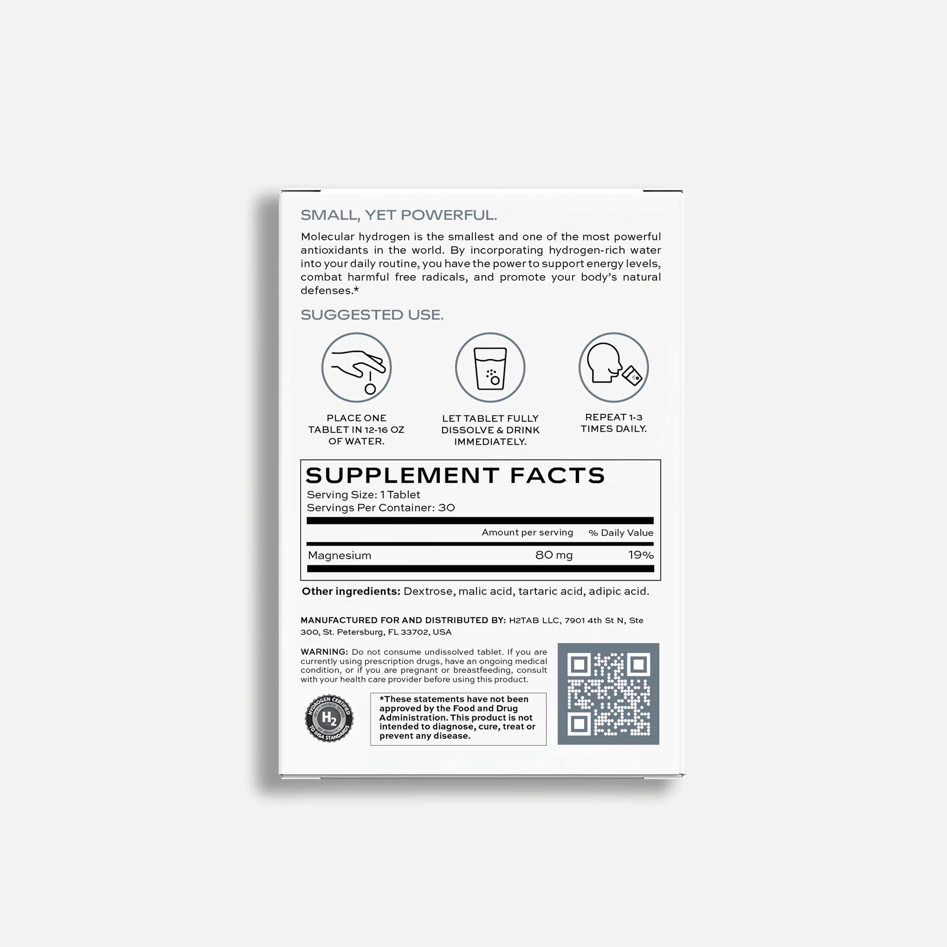 H2TAB Molecular Hydrogen Drinking Tablets